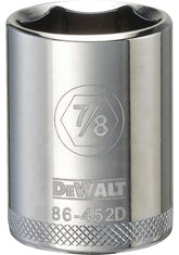 DeWALT DWMT86452OSP Drive Socket, 7/8 in Socket, 1/2 in Drive, 6-Point, Steel, Polished Chrome Vanadium
